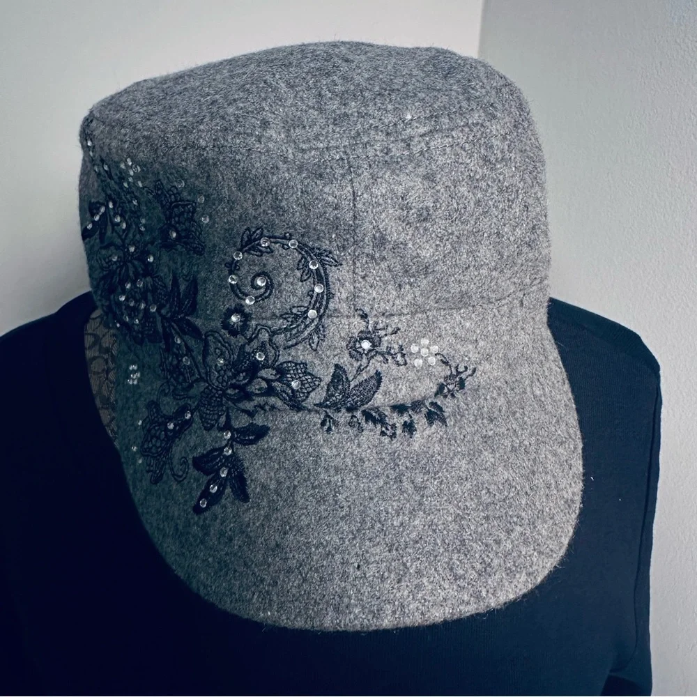 Scala Beret Hat with Embellishments and Scarf